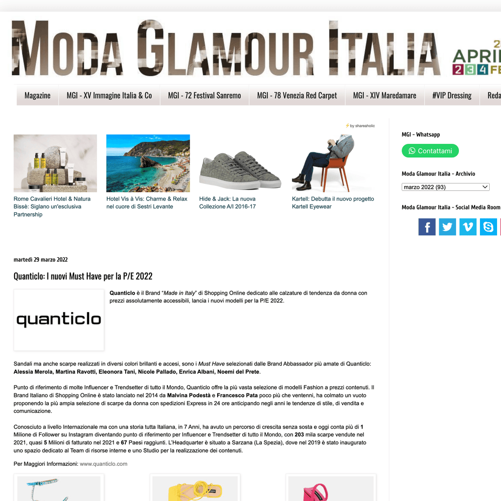 MODA GLAMOUR ITALIA - Quanticlo: I nuovi Must Have per la P/E 2022