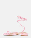 JHULLY - sandalias planas en ecopiel rosa con cordones