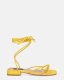 JHULLY - sandalias planas en ecopiel amarilla con cordones