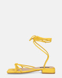 JHULLY - sandalias planas en ecopiel amarilla con cordones