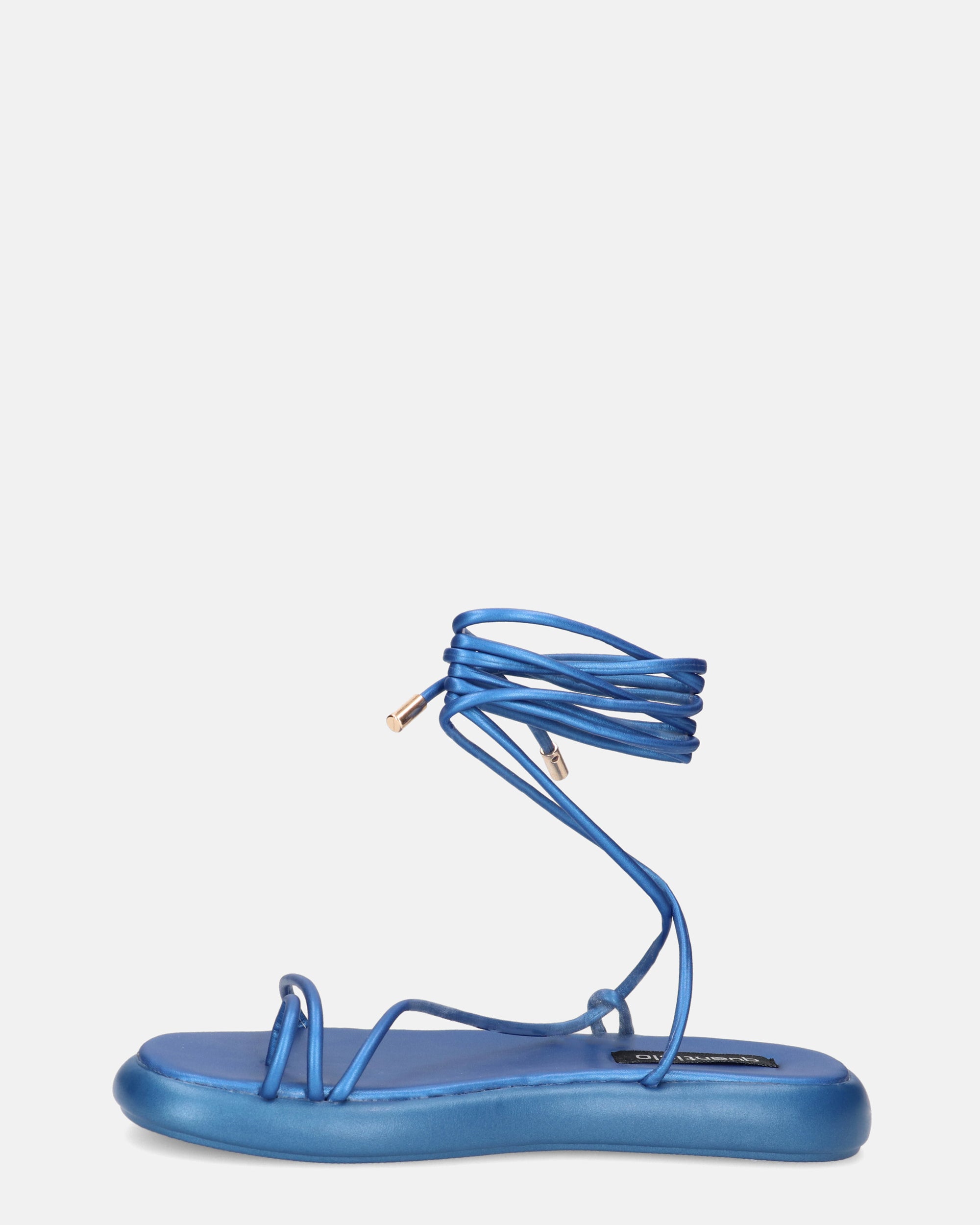 LACEY - sandalias de dedo planas azules con cordones