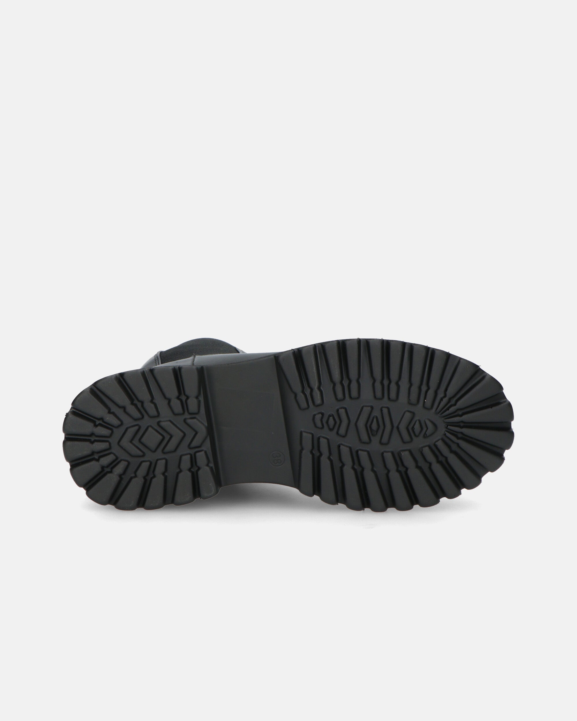 MINA - botines estilo anfibio negro con banda elástica
