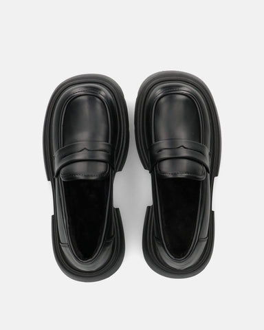 MARIKA - zapatos planos tipo mocasín con plataforma negro