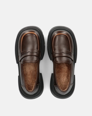 MARIKA - zapatos planos tipo mocasín con plataforma marrón