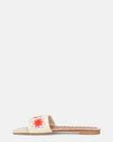 MARILIA - pantuflas beige claro con adornos bordados y suela marrón