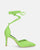MAURA - tacones de aguja en punta con cordones de lycra verde claro