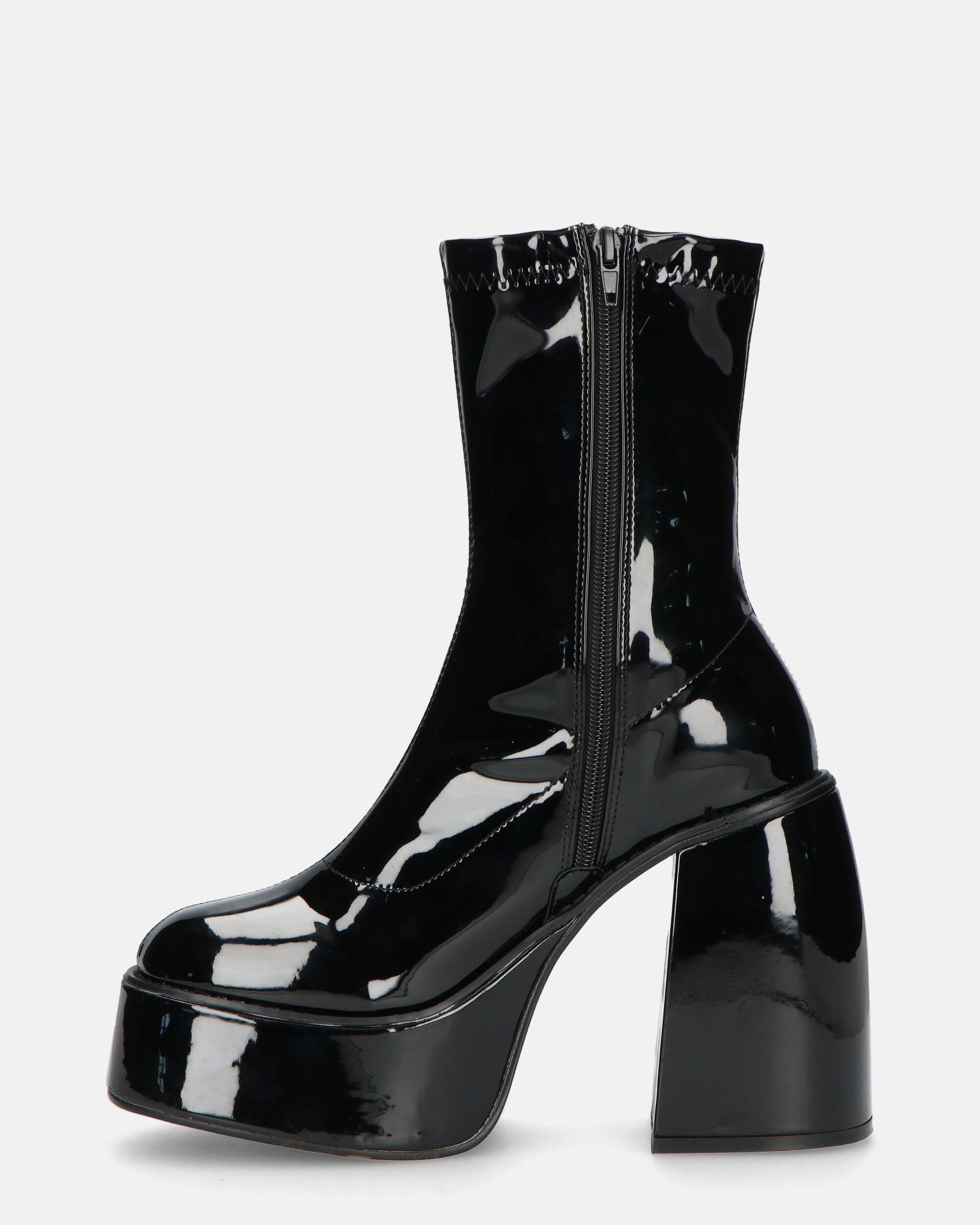 MYA - botines con plataforma y tacón alto en glassy negro