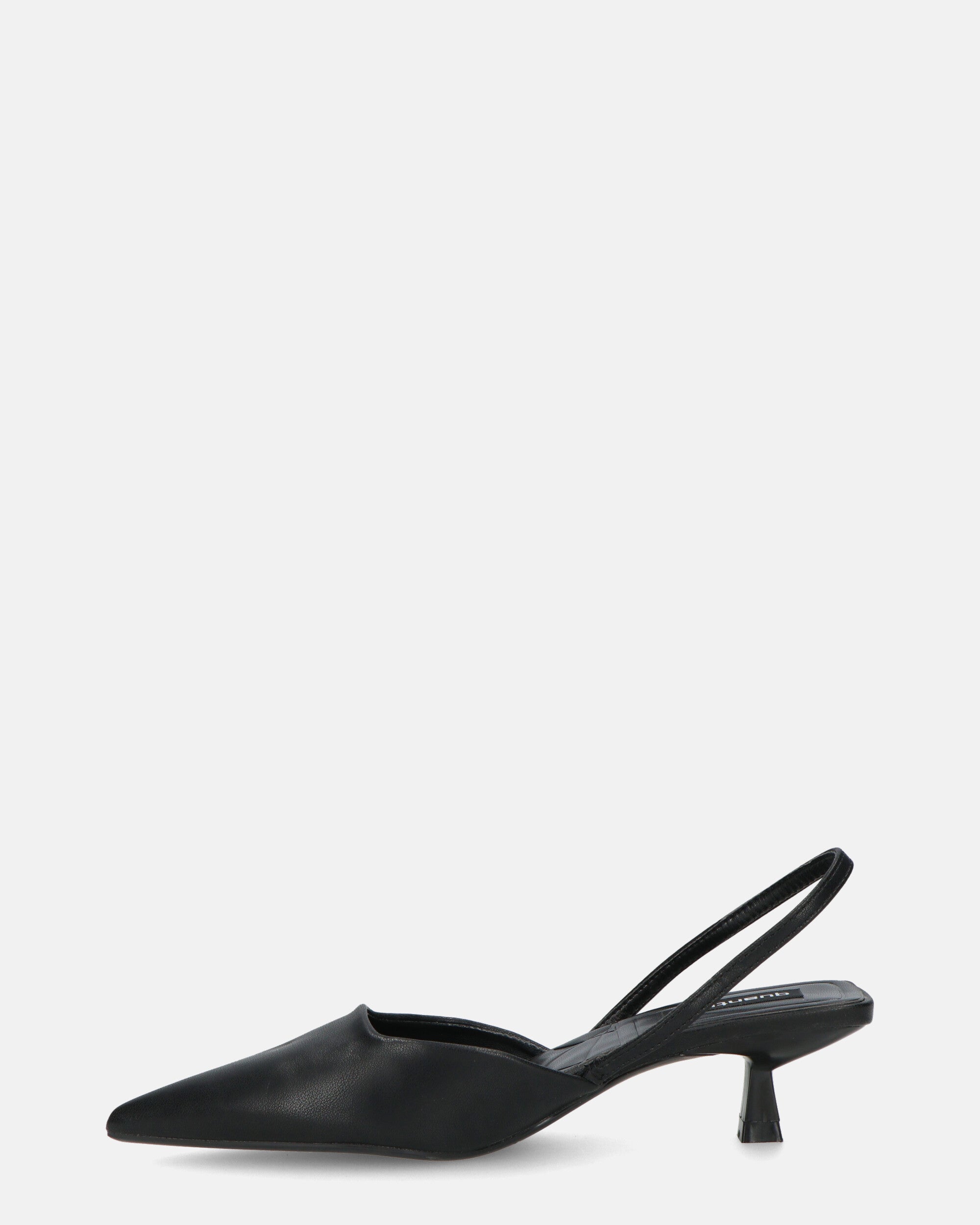 NIEVES - zapatos destalonados negros con tacón gatito