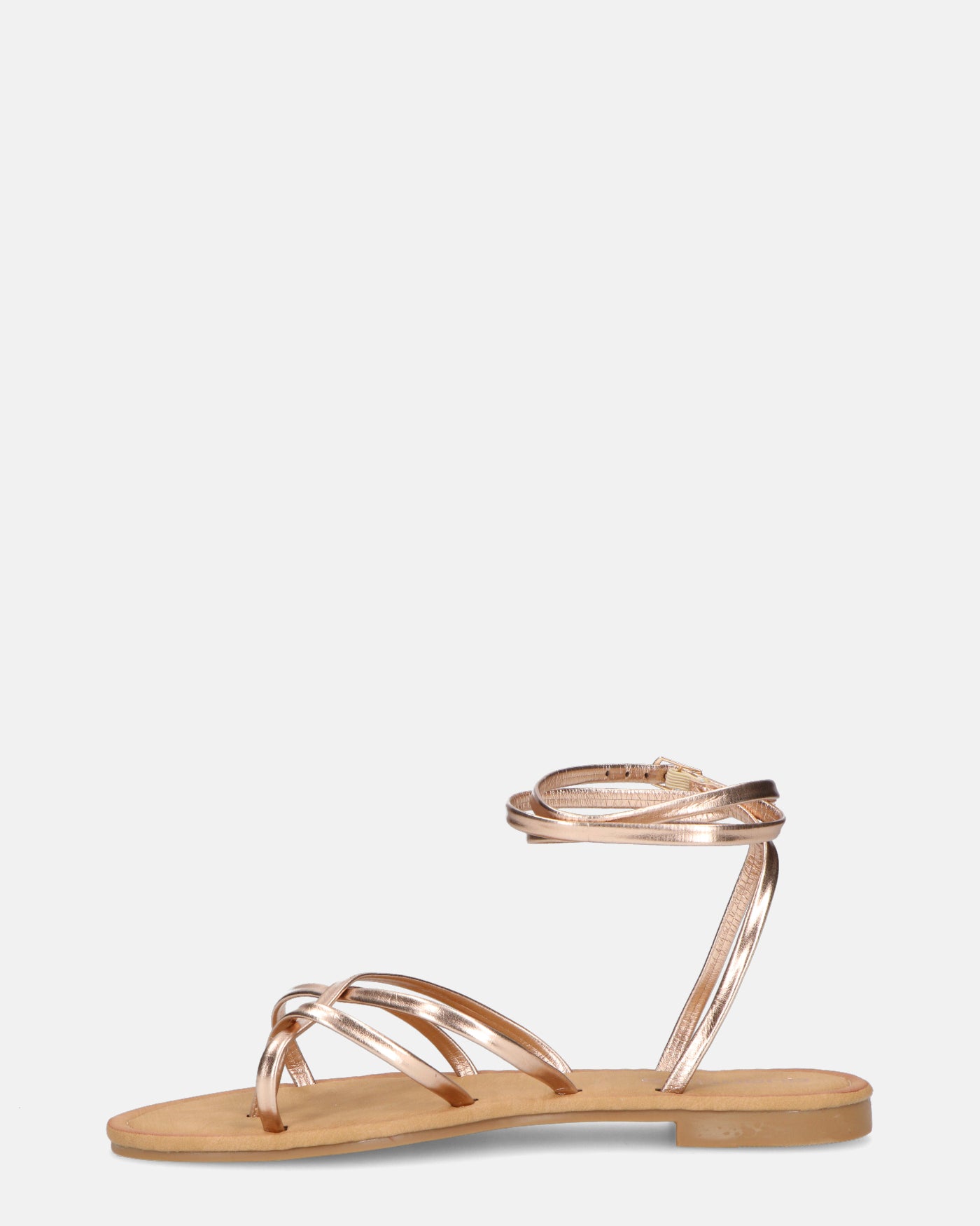 NINA - sandalias planas con tira y bandas color bronce