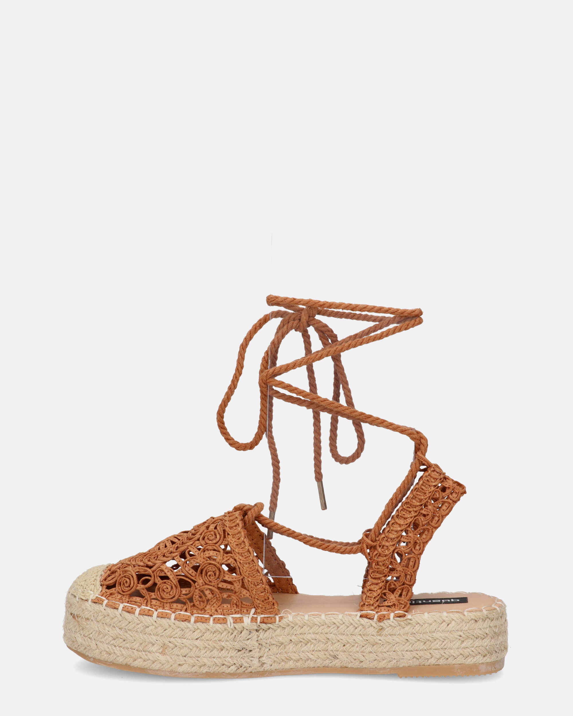 SHIRLEY - sandalias de plataforma con adornos de tela marrón