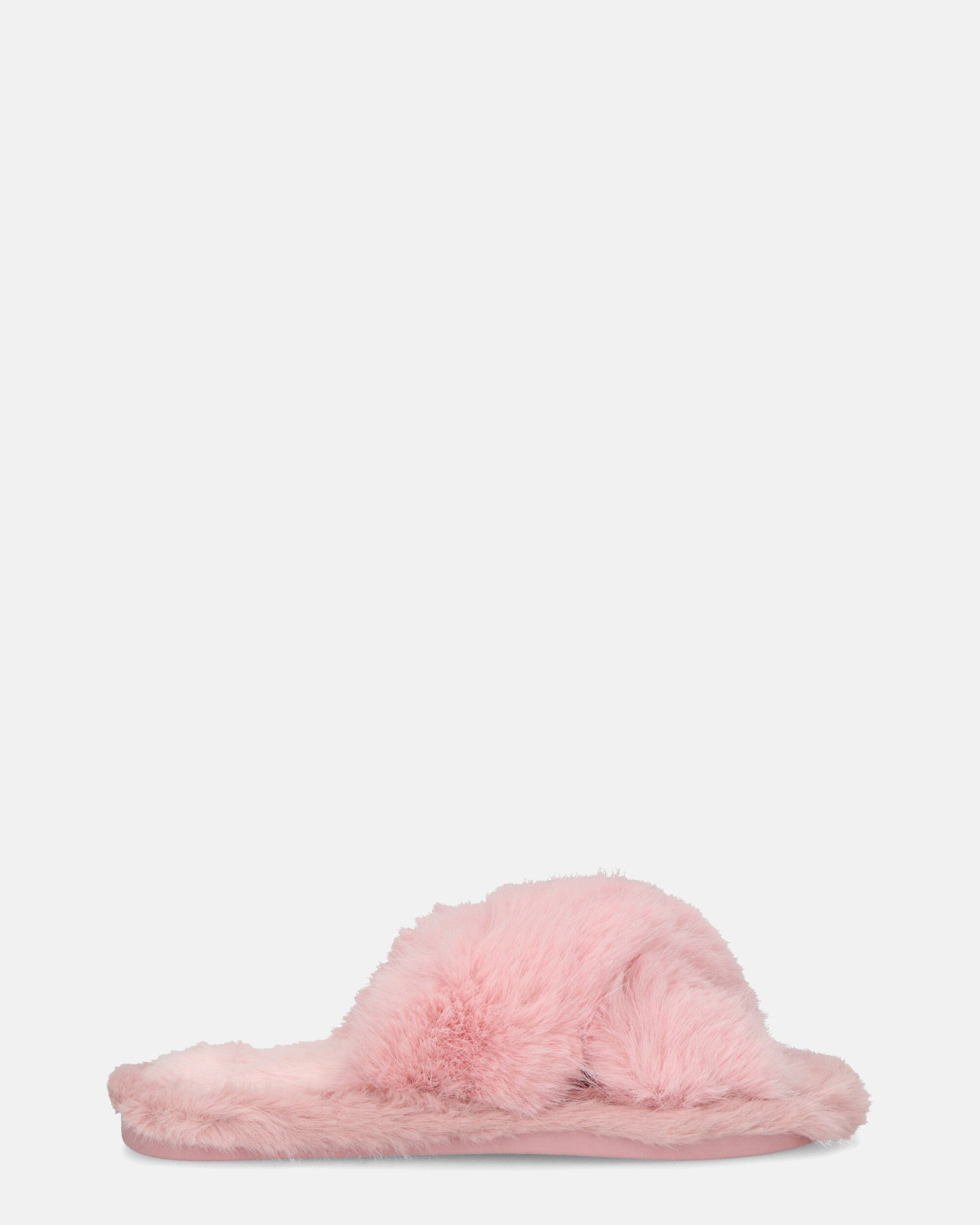 SUZUE - pantuflas abiertas con pelo rosa