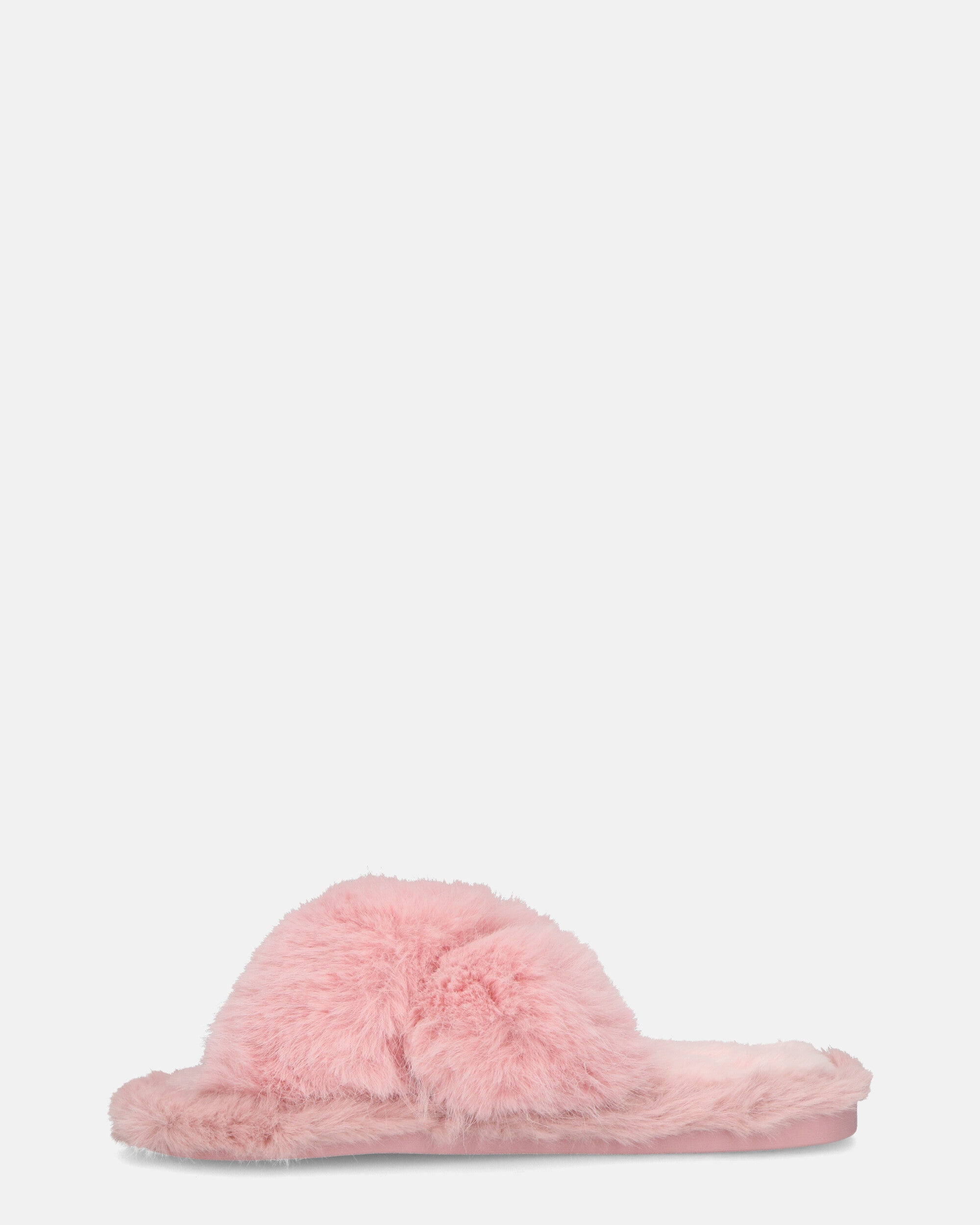 SUZUE - pantuflas abiertas con pelo rosa