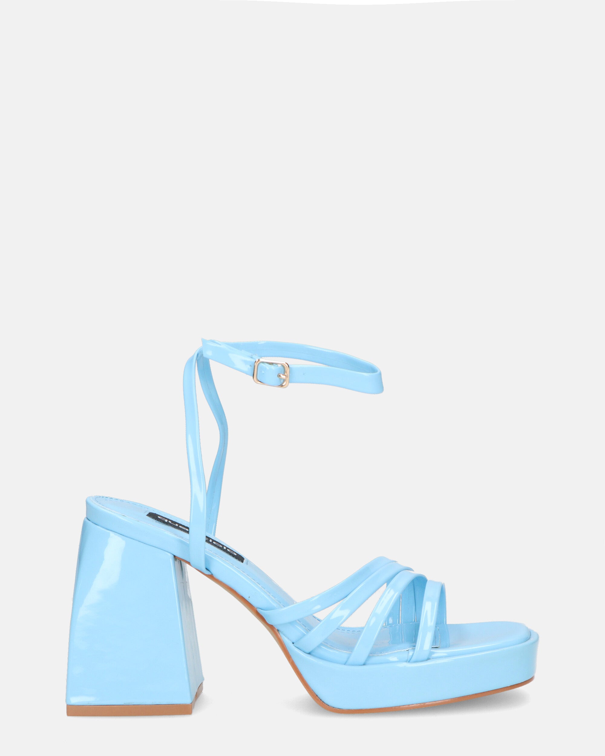 WINONA - sandalias glassy azul claro con tacón cuadrado