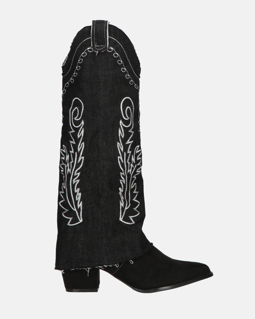 FRANCYS - botas altas camper en tejido denim negro