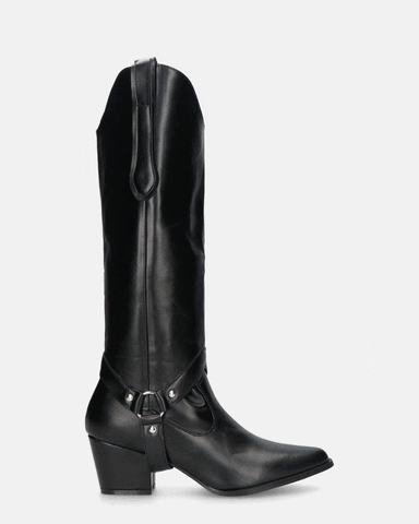 2 en 1 - CAMILA - botas tejanas con parte superior extraíble de ecopiel negra