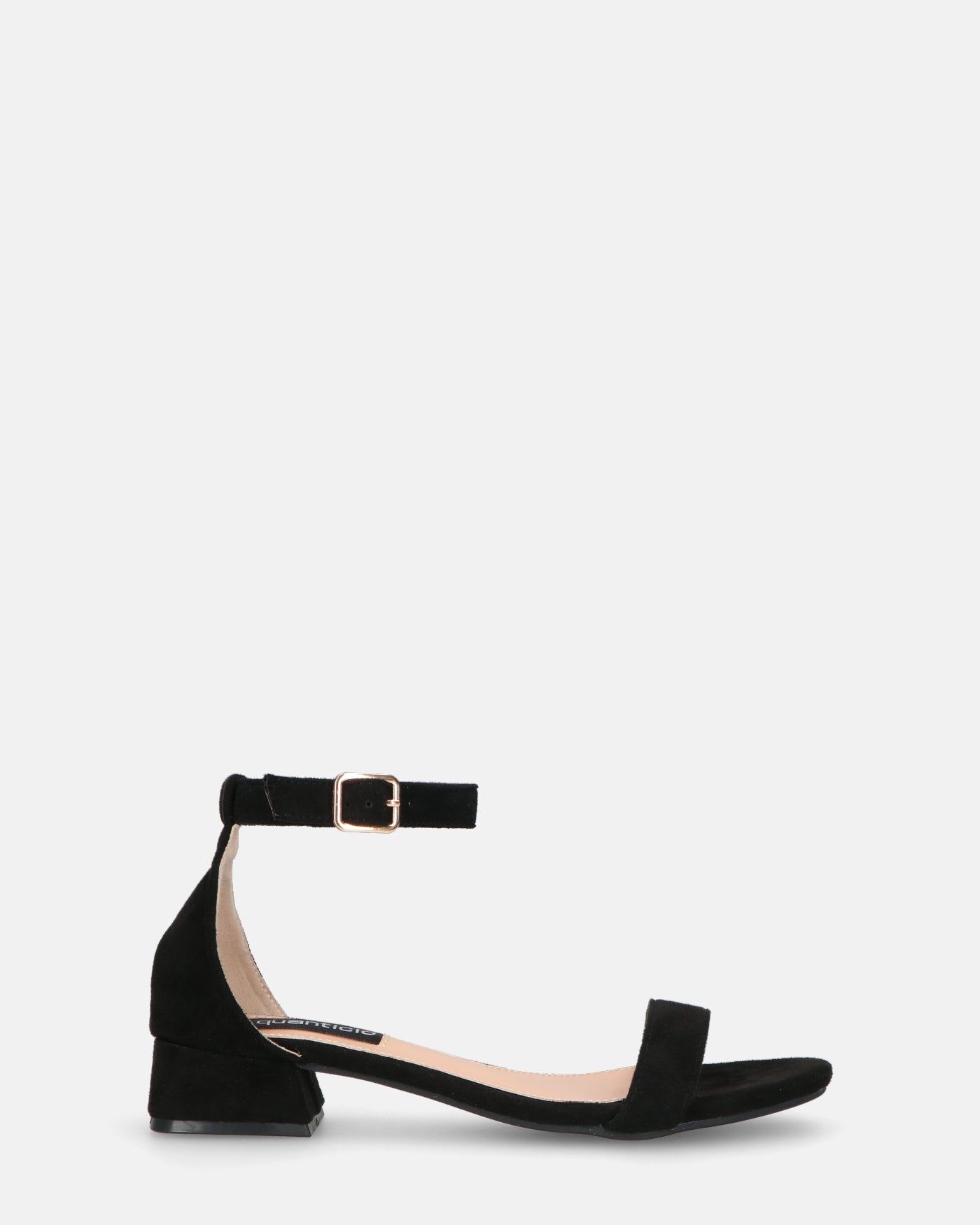 WANDA - sandali con tacco basso in camoscio nero