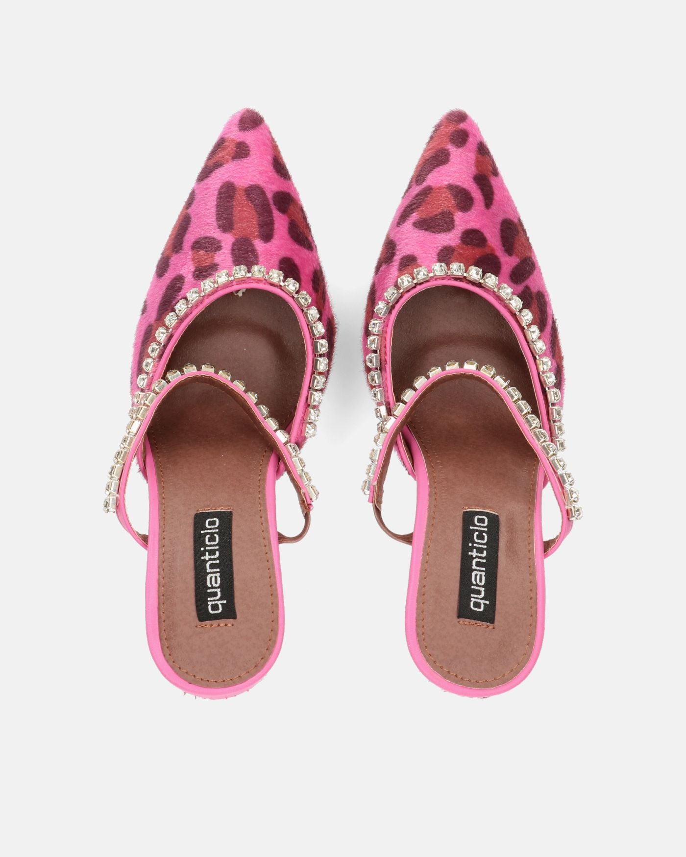 PERAL - zapato de tacón de leopardo rosa con gemas