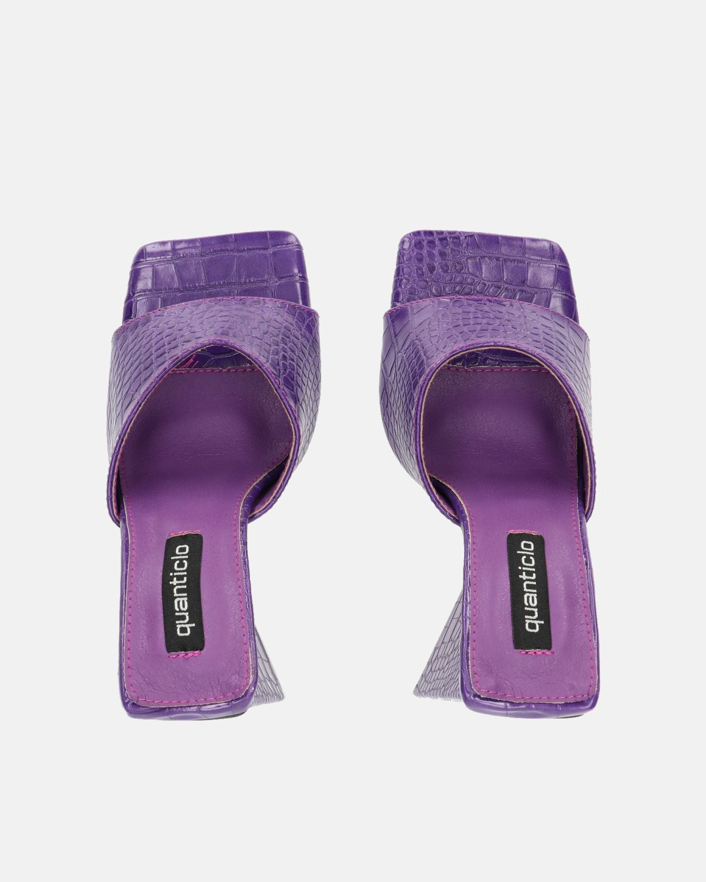 BUKET - sandalias de tacón en color violeta cocodrilo