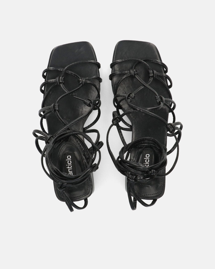 KAYLEE - sandalias negras con cordones de piel sintética