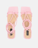 JHULLY - sandalias planas en ecopiel rosa con cordones