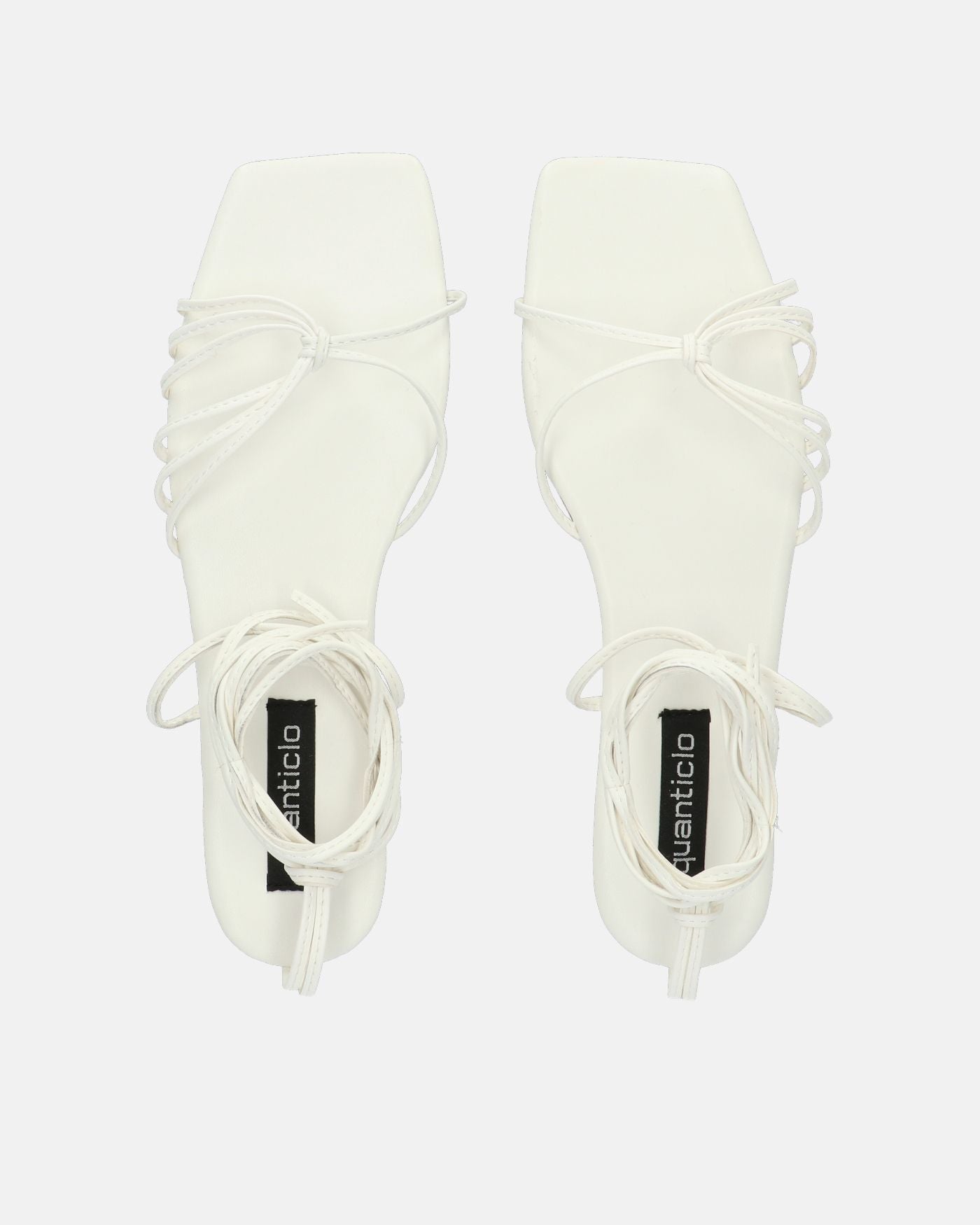 NECLA - sandalia de dedo plana blanca con cordones