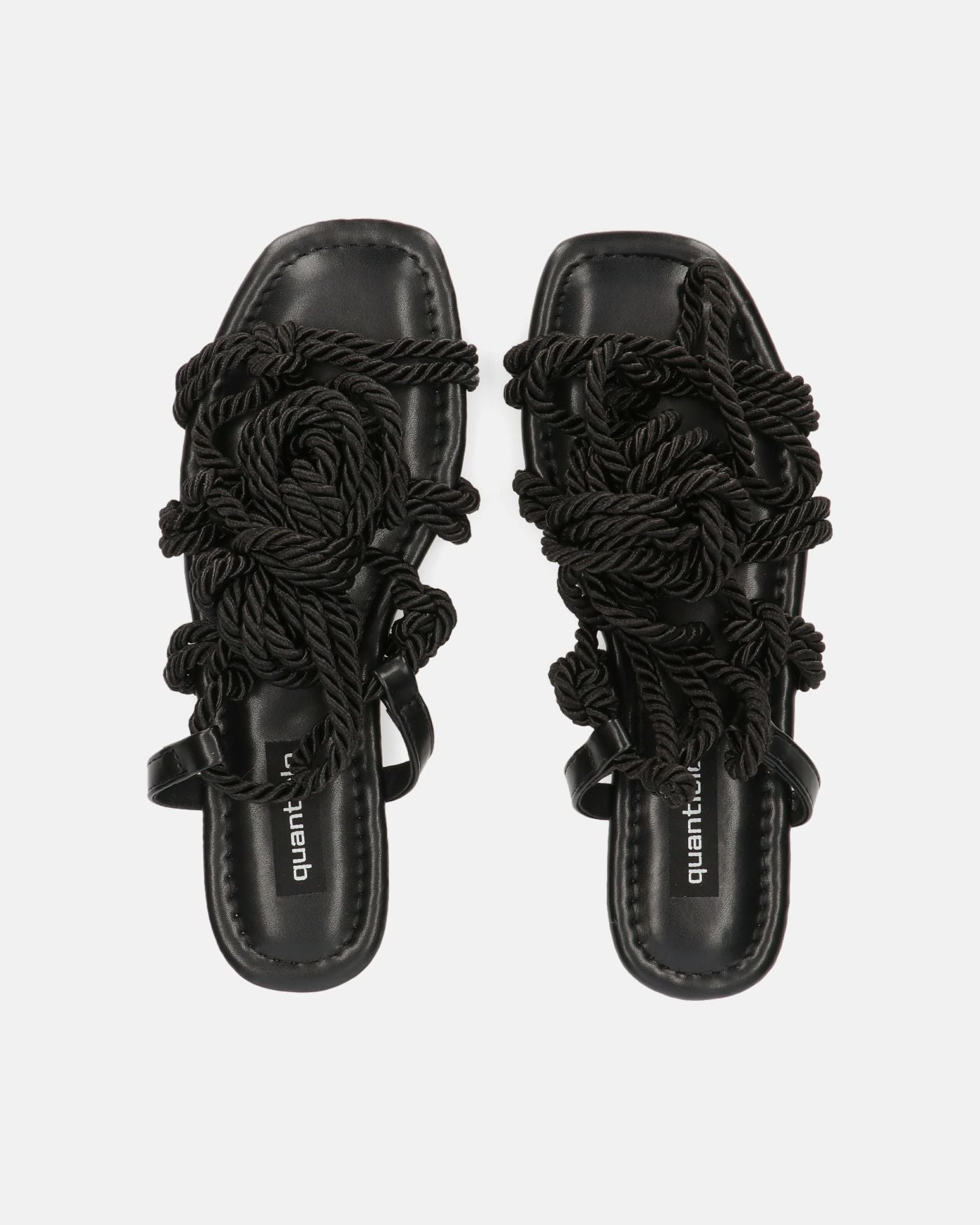 UNIQUE - sandalias planas negras con cordones