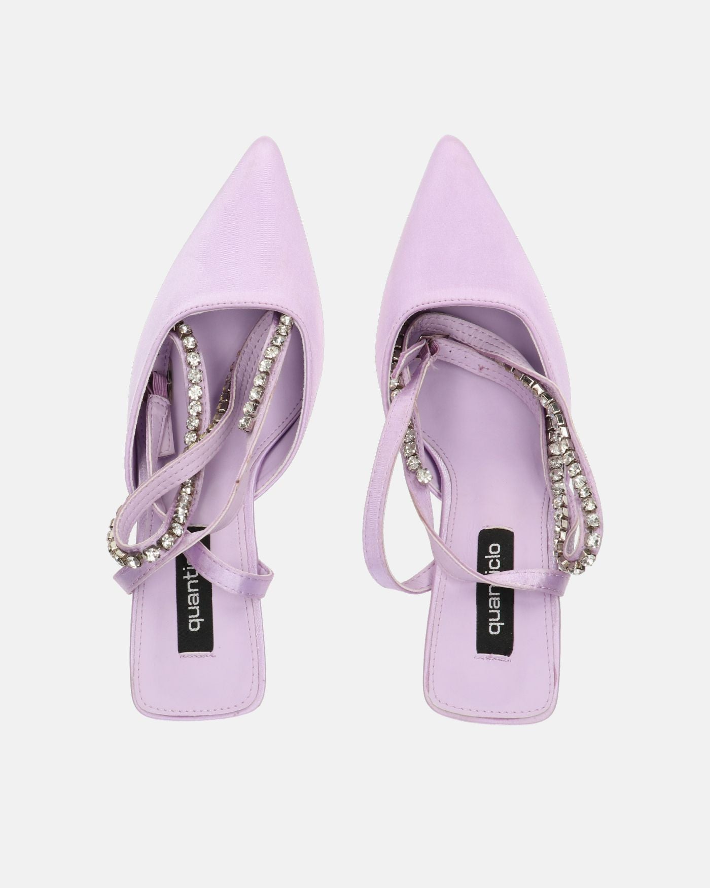DORIS - zapatos de tacón en lycra violeta y pedrería en la tira