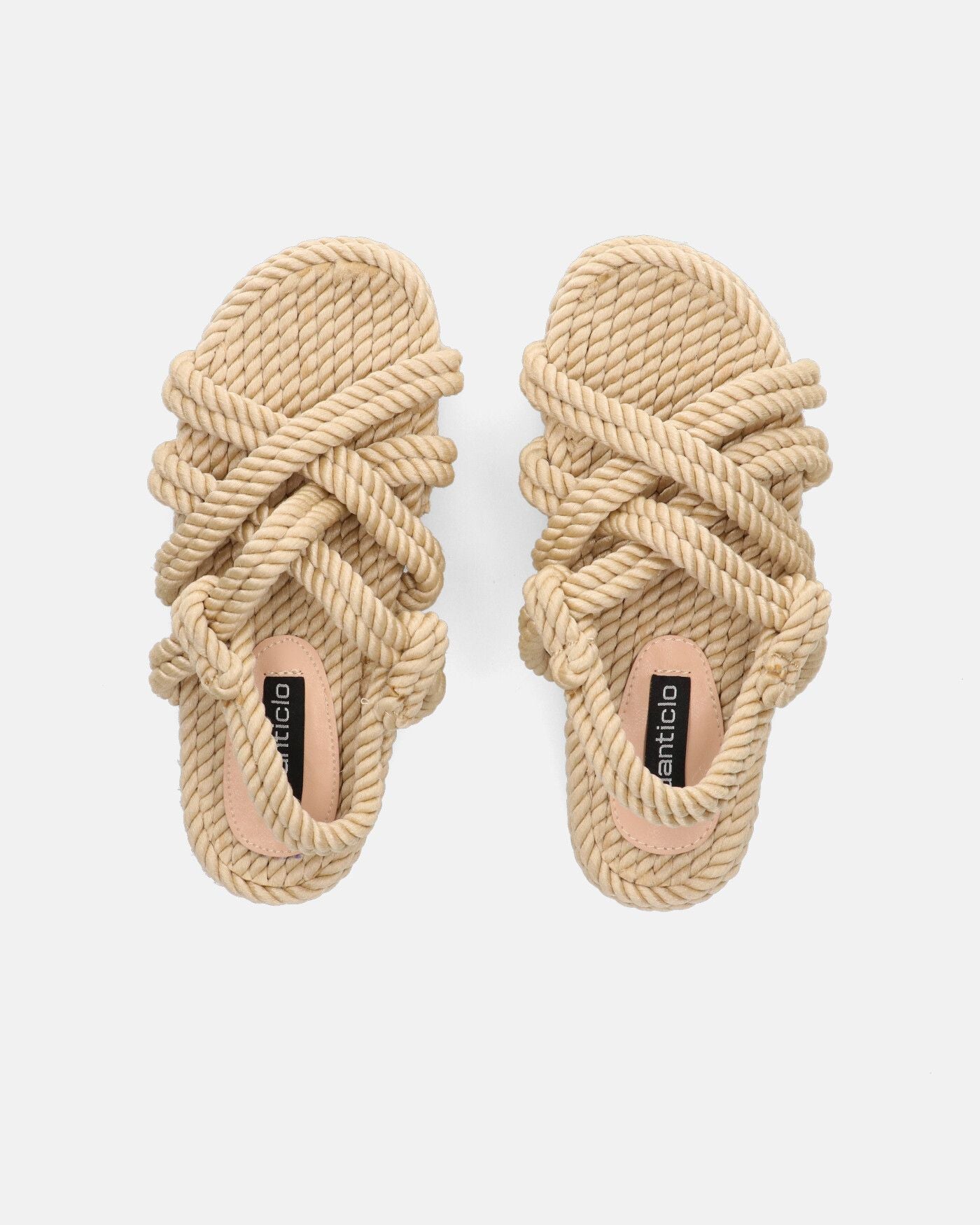 MARIYA - sandalias beige de cuerda trenzada