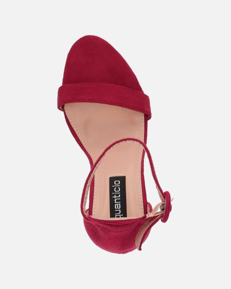 SELENE - sandalias de tacón ancho en ante rojo