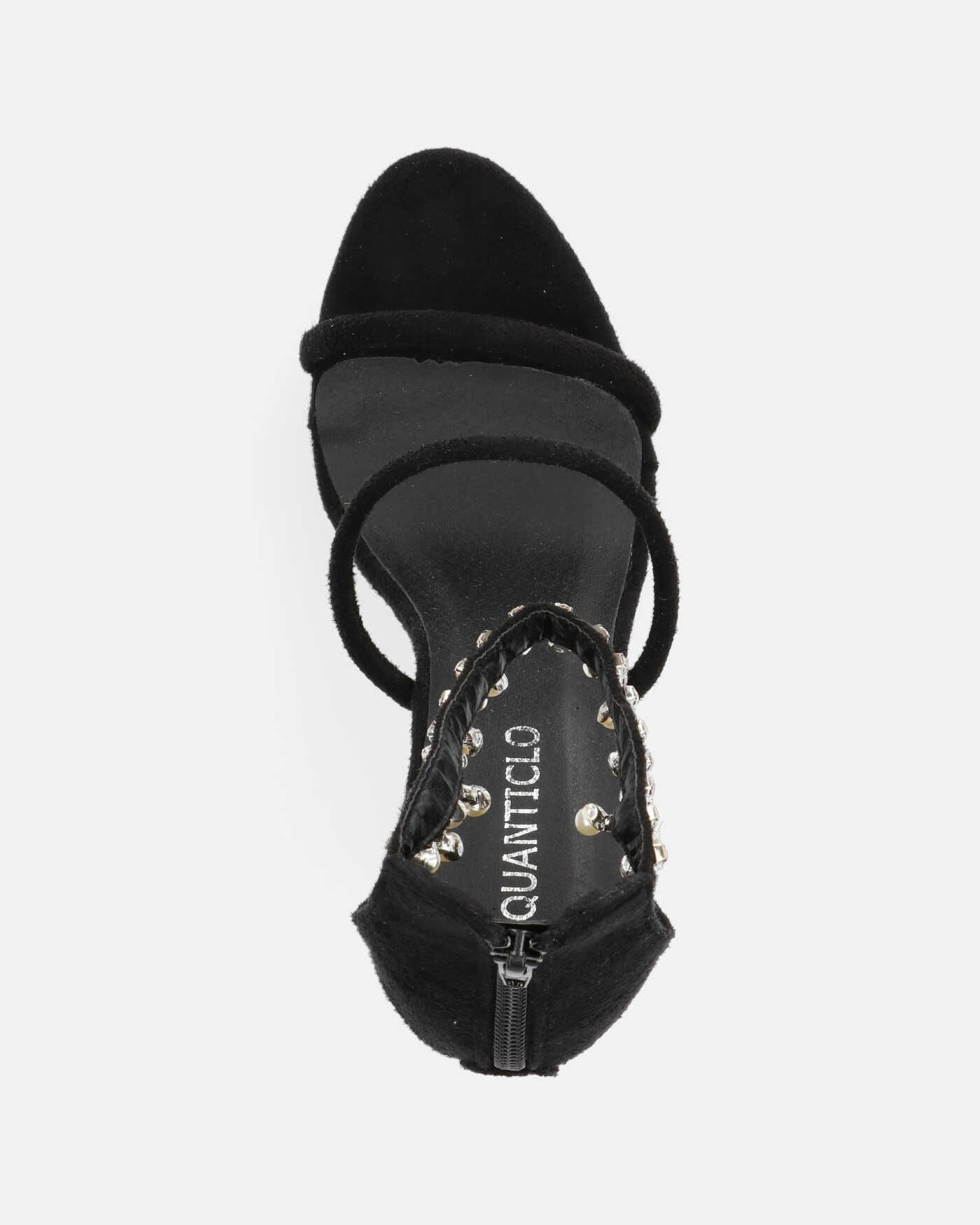ALISIA - sandalias de tacón en negro con adornos