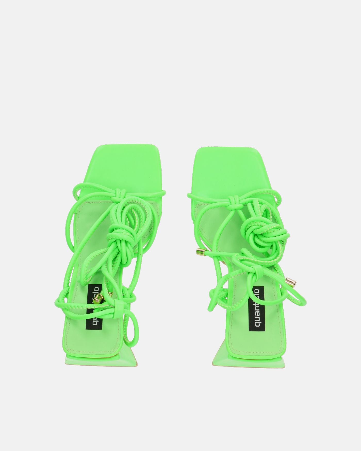 LUCE - sandalias verde con tacón y cordones