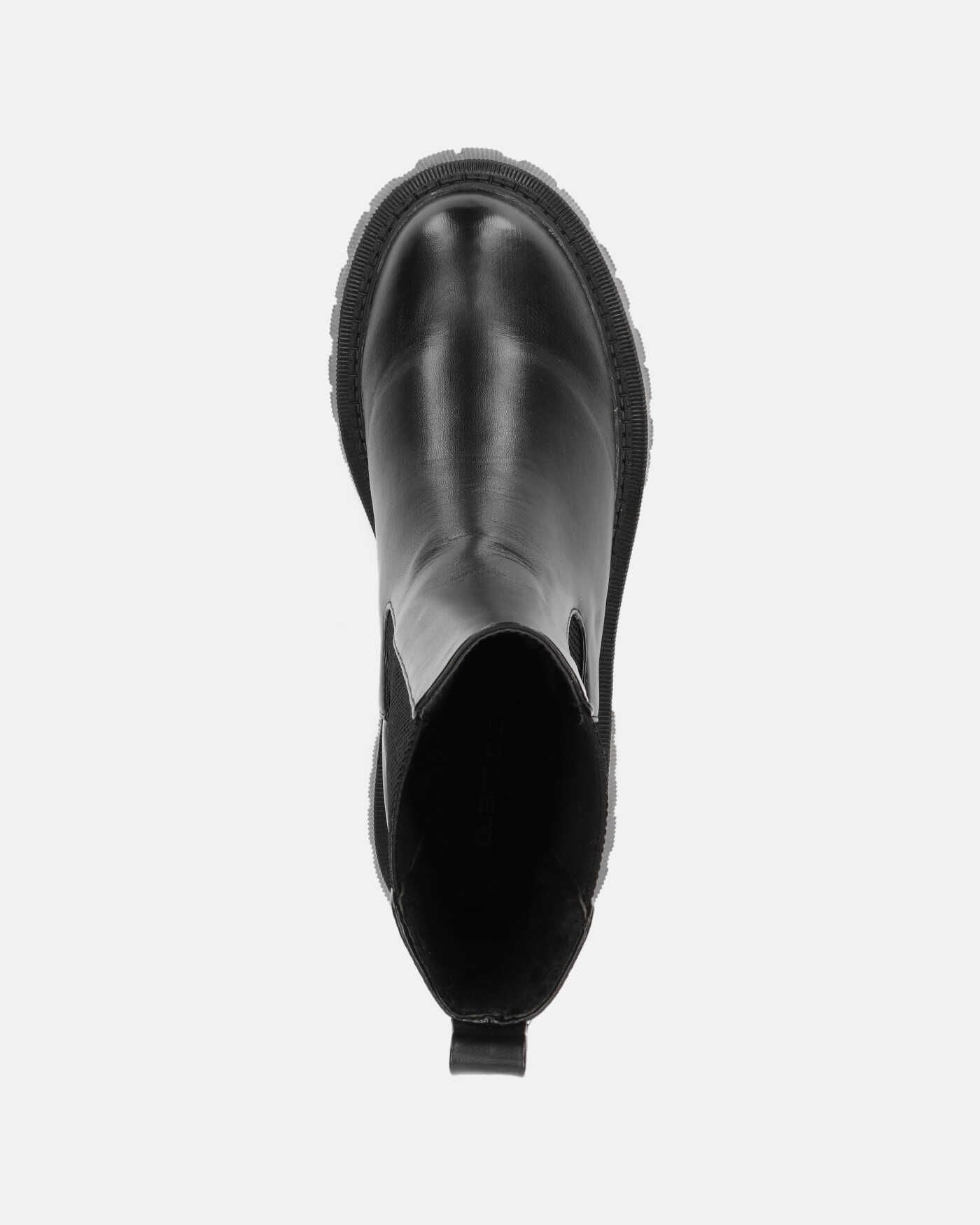 NEREA - botín de piel sintética negra con banda elástica