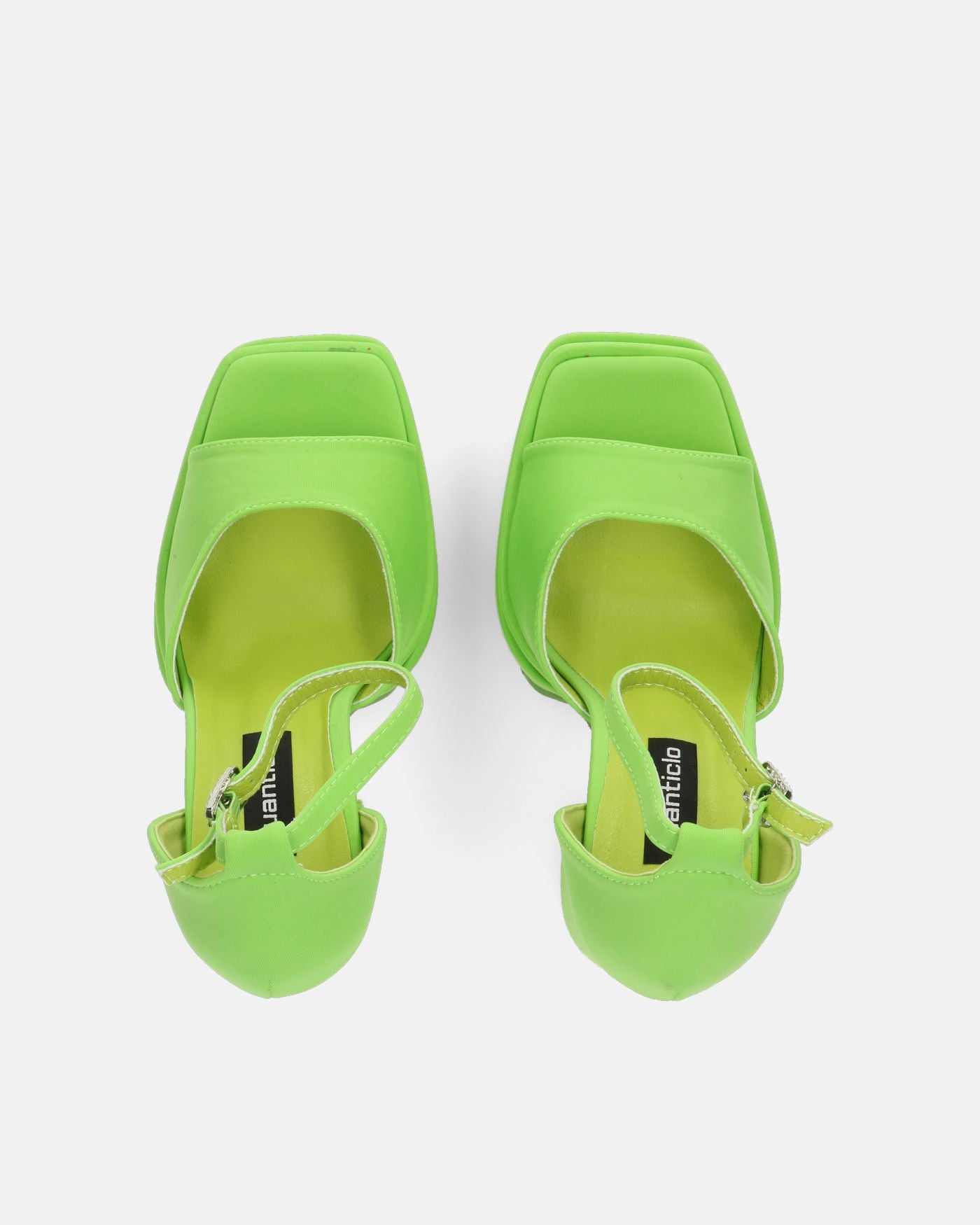 AVA - sandalias de tacón alto en lycra verde y pedrería en la tira
