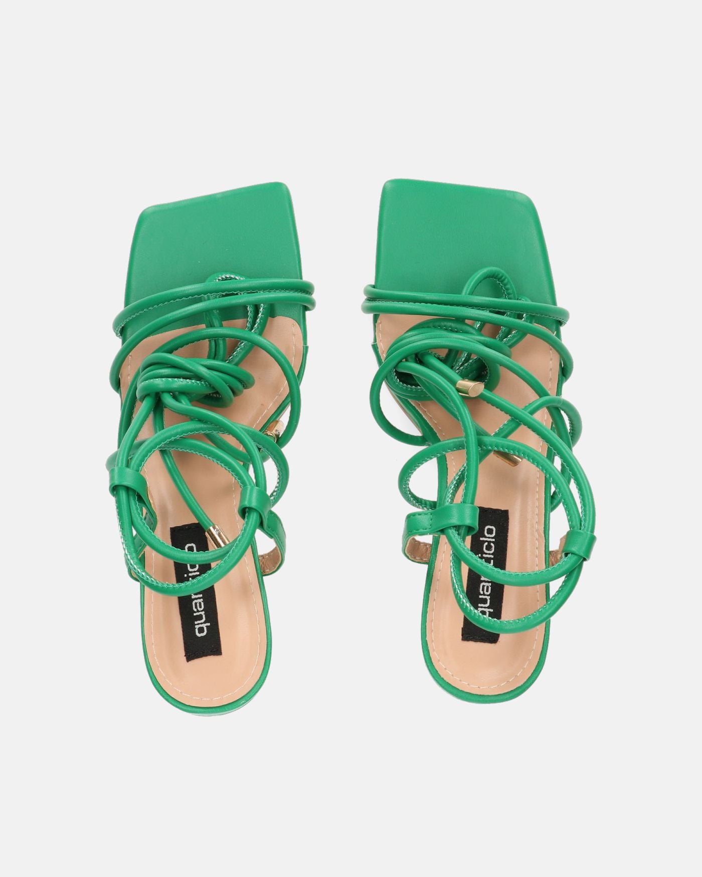 MARISOL - sandalias verdes de tacón con cordones