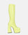 BECKA - botas altas amarillas glassy con cremallera y tacón cuadrado