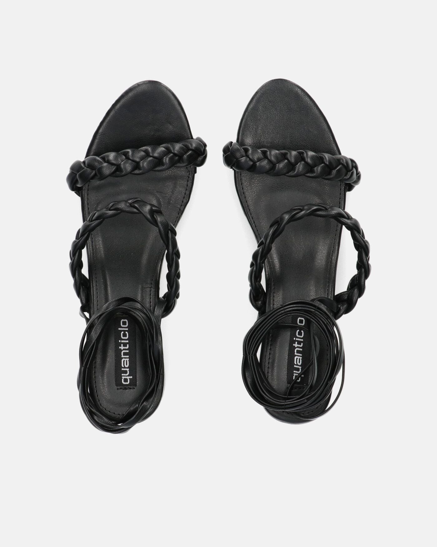 TARISAI - sandalias negras de piel sintética con cordones