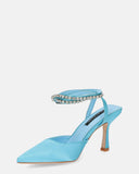DORIS - zapatos de tacón en lycra azul claro y pedrería en la tira