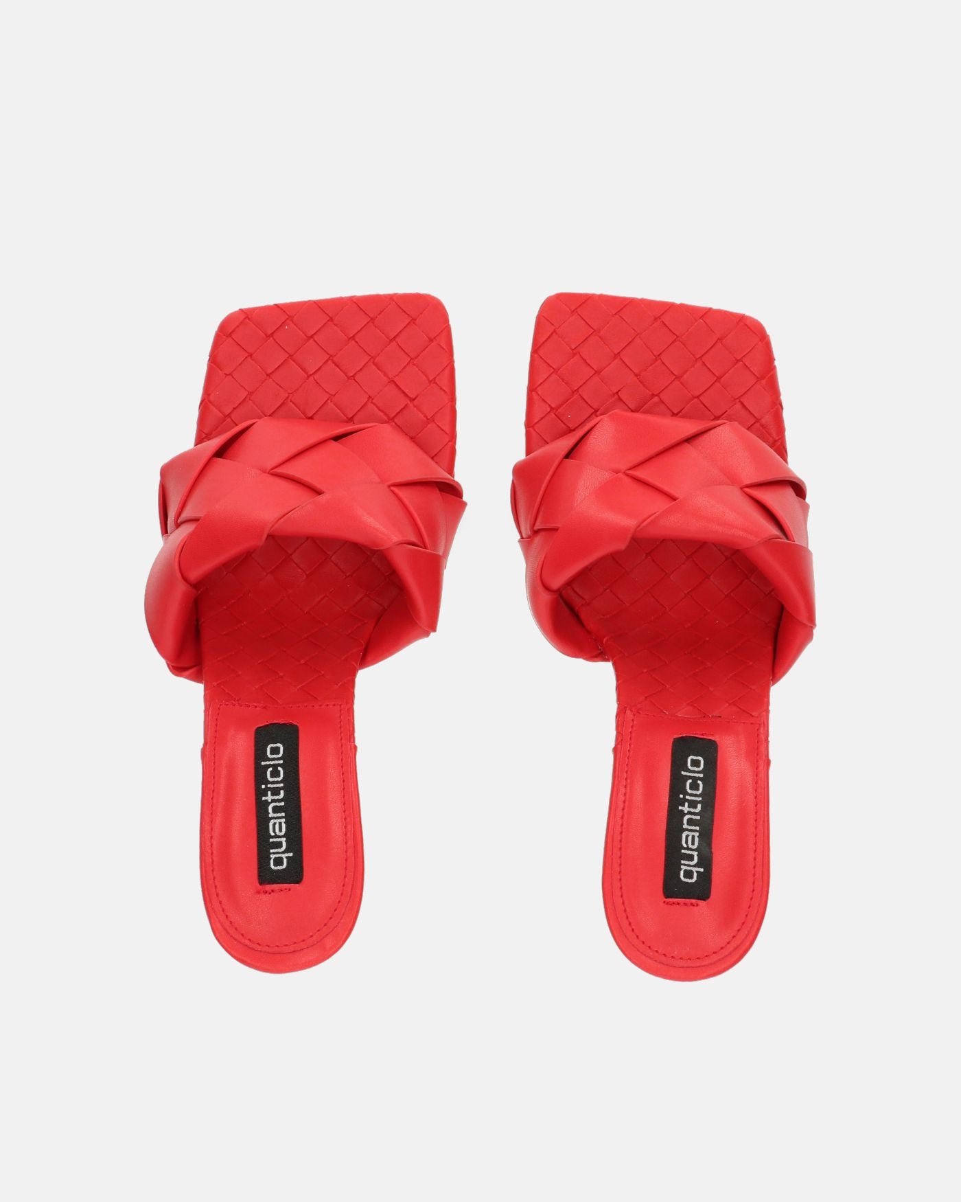 ENRICA - sandalia en piel trenzada roja con tacón