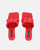 ENRICA - sandalia en piel trenzada roja con tacón
