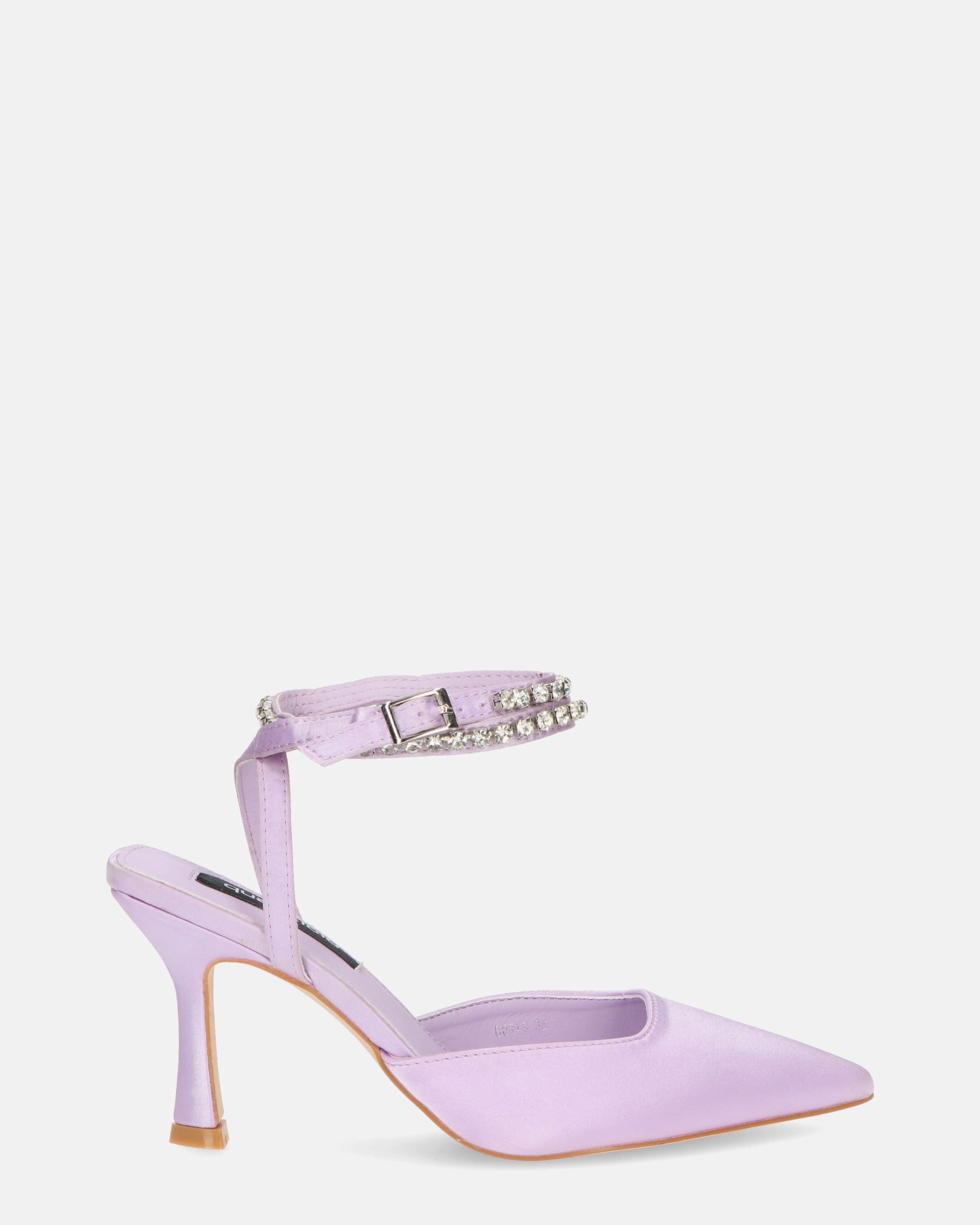 DORIS - zapatos de tacón en lycra violeta y pedrería en la tira