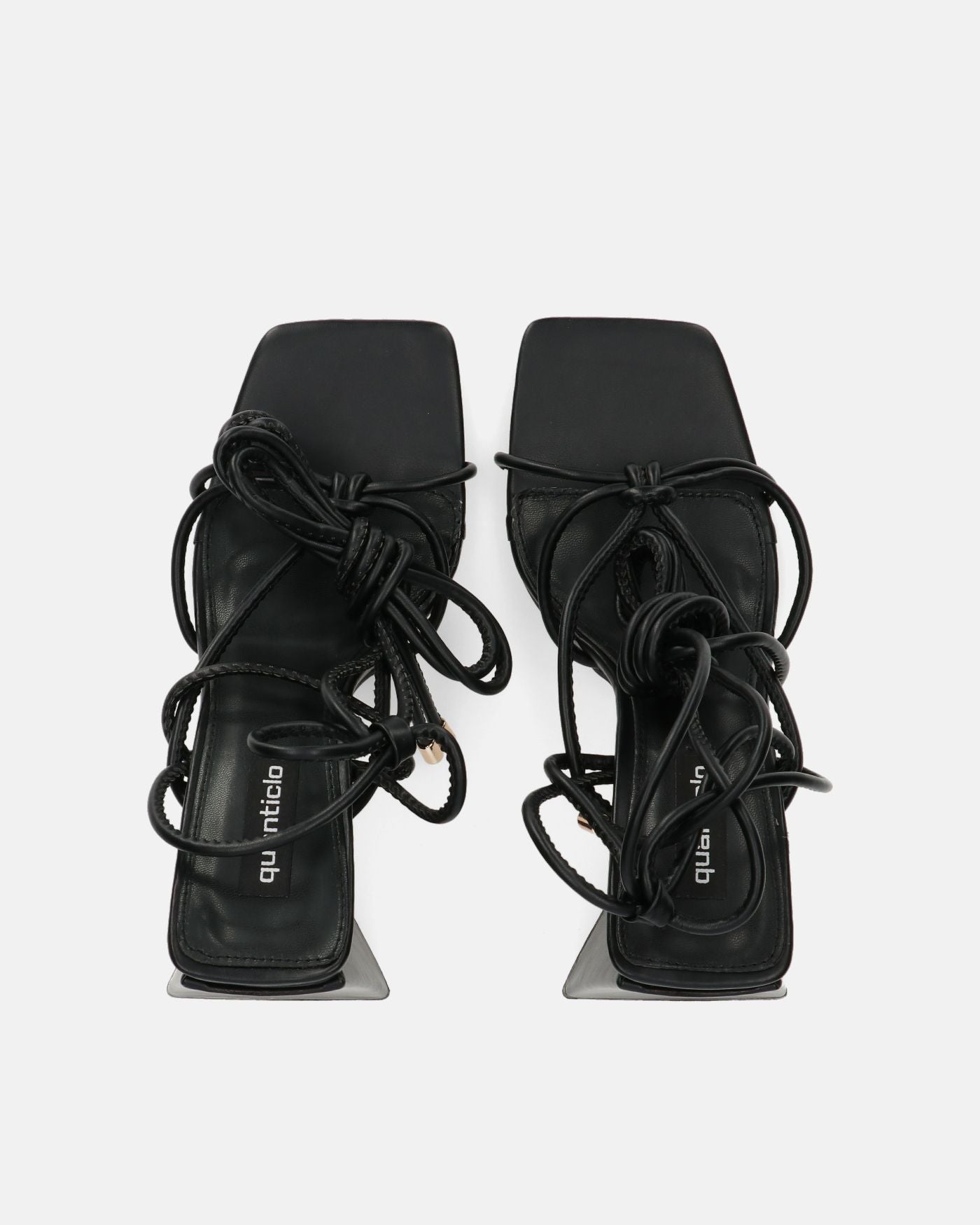 LUCE - sandalias negras con tacón y cordones