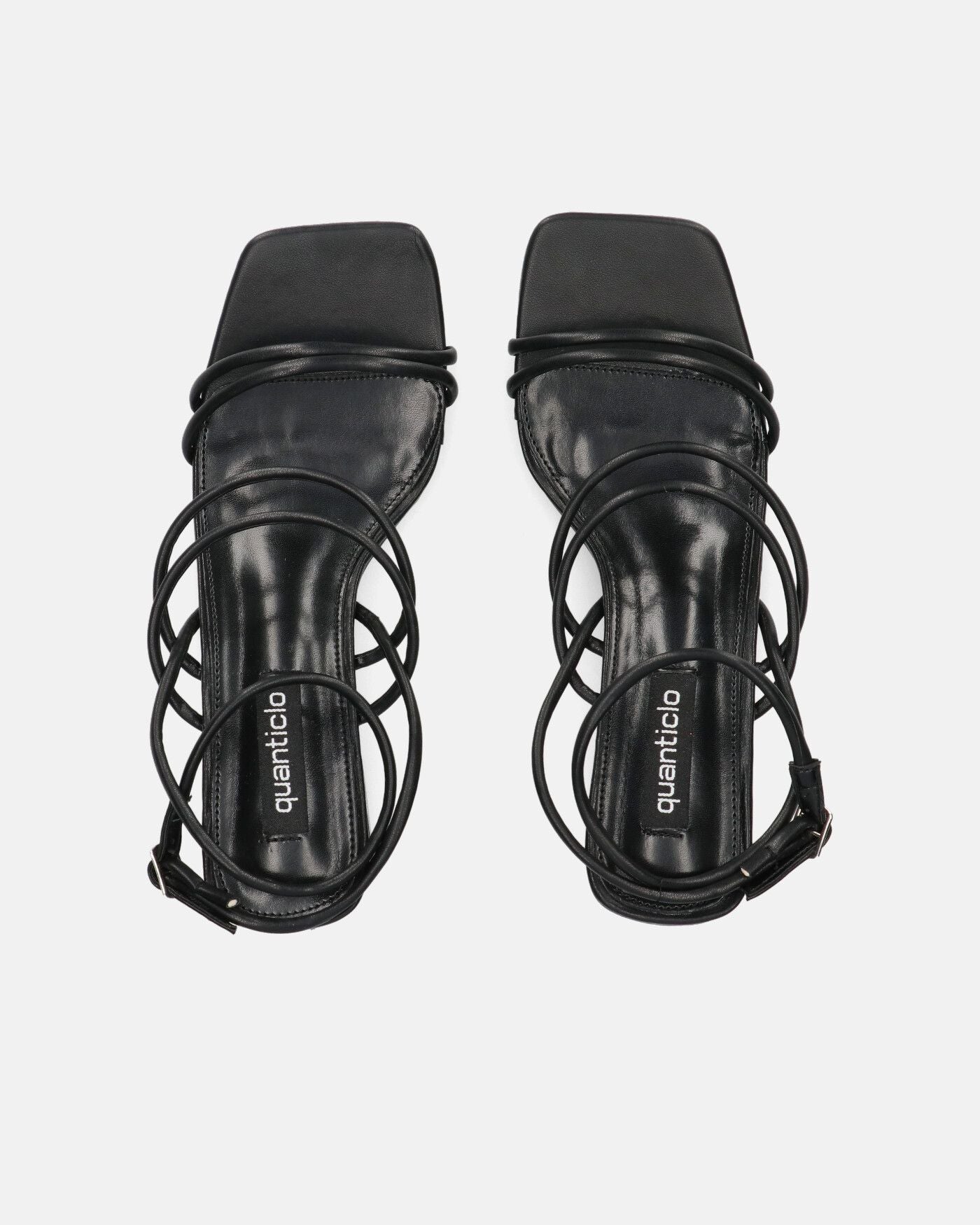 TIARA - sandalias negras de ecopiel con cordones