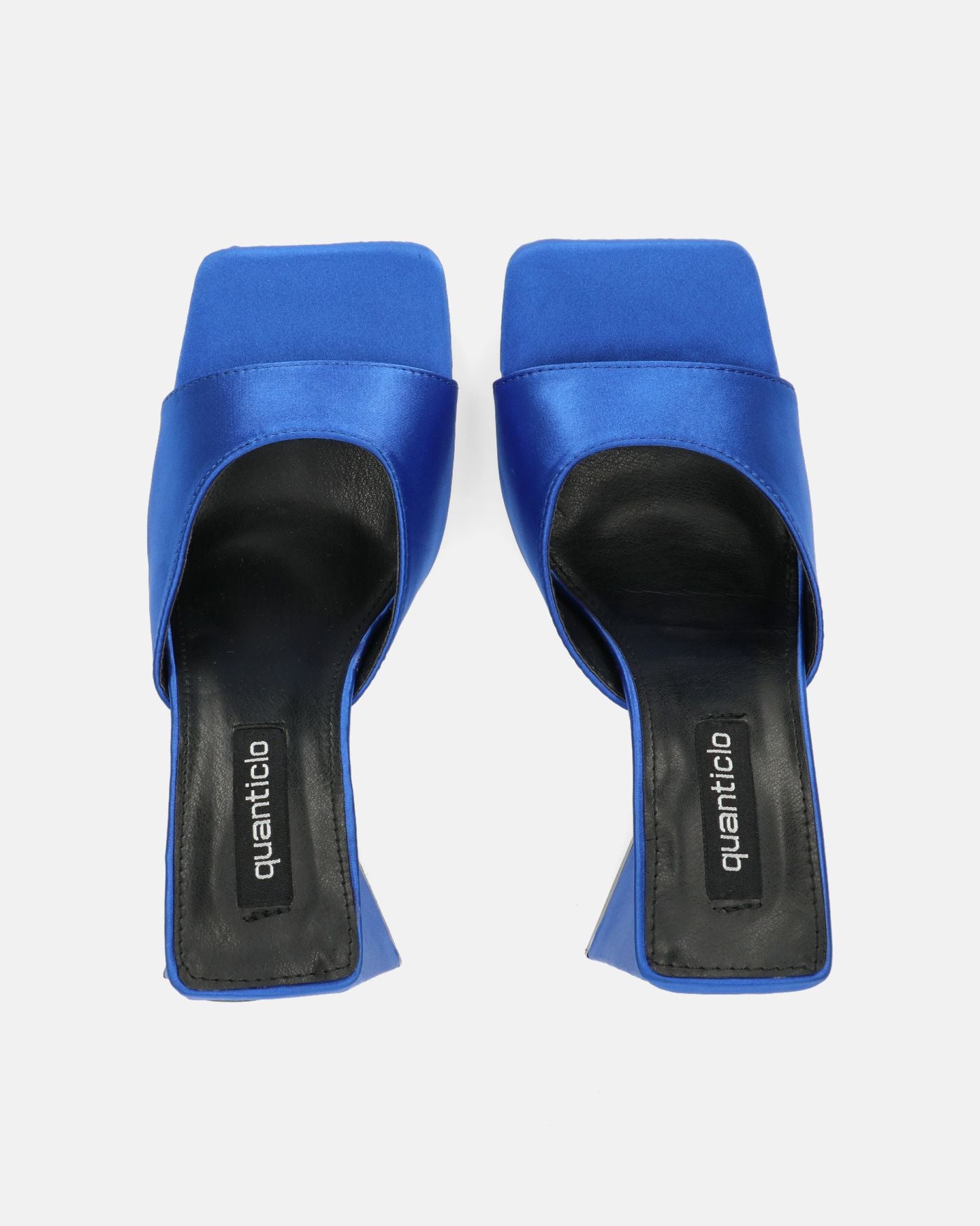 MILEY - sandalias de raso azul con tacón cuadrado