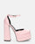 DELANEY - escote rosa en raso, tacón alto y doble plataforma
