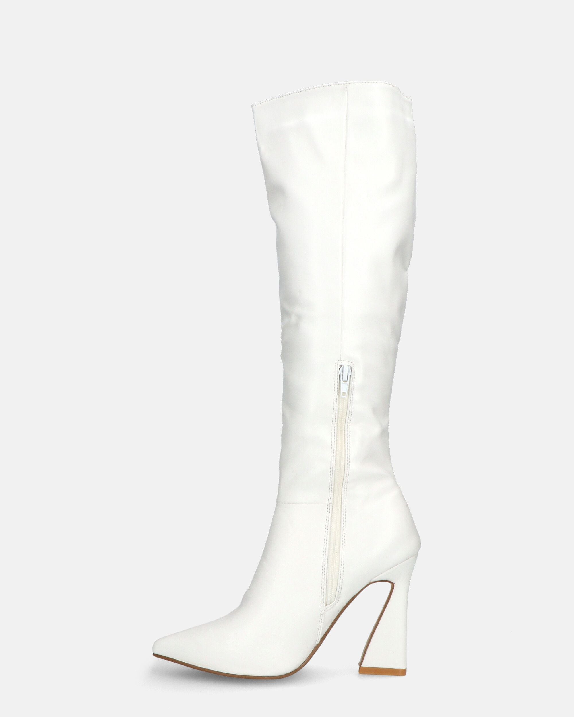 KELLY - bota alta blanca con cremallera lateral