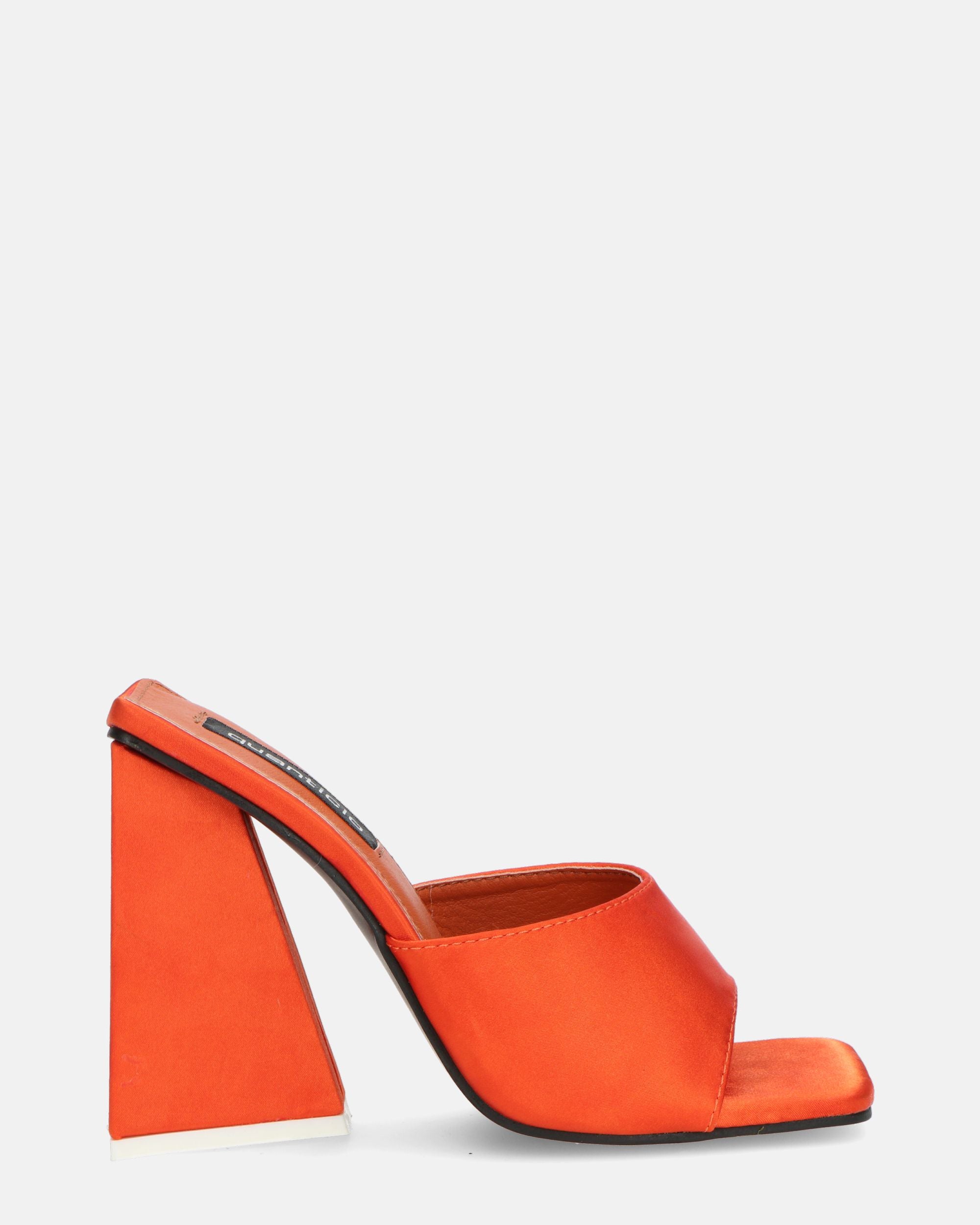 KAMELYA - zapatos de lycra naranja con tacón cuadrado