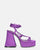 LORINA - sandalias violetas de lycra con tacón y plataforma