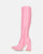 TRUDY - botines de tacón en PU rosa con textura cocodrilo
