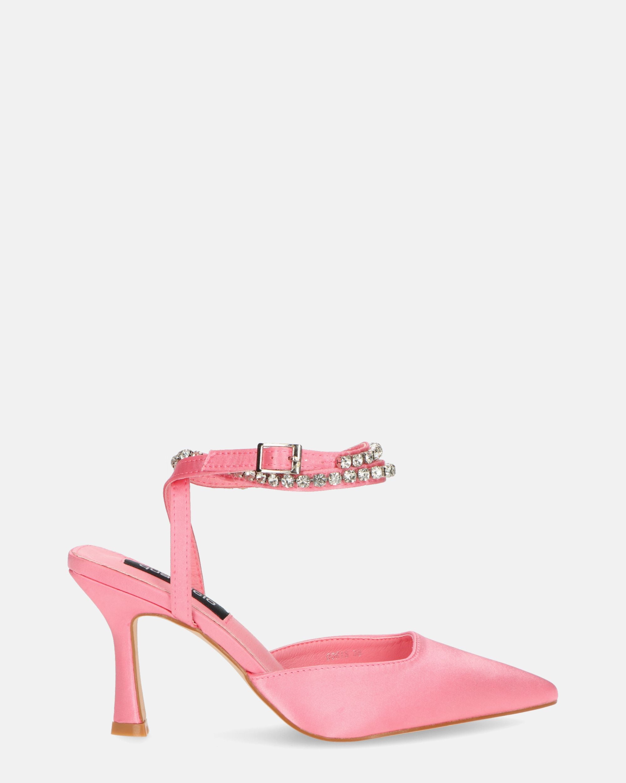 DORIS - zapatos de tacón en lycra rosa claro y pedrería en la tira