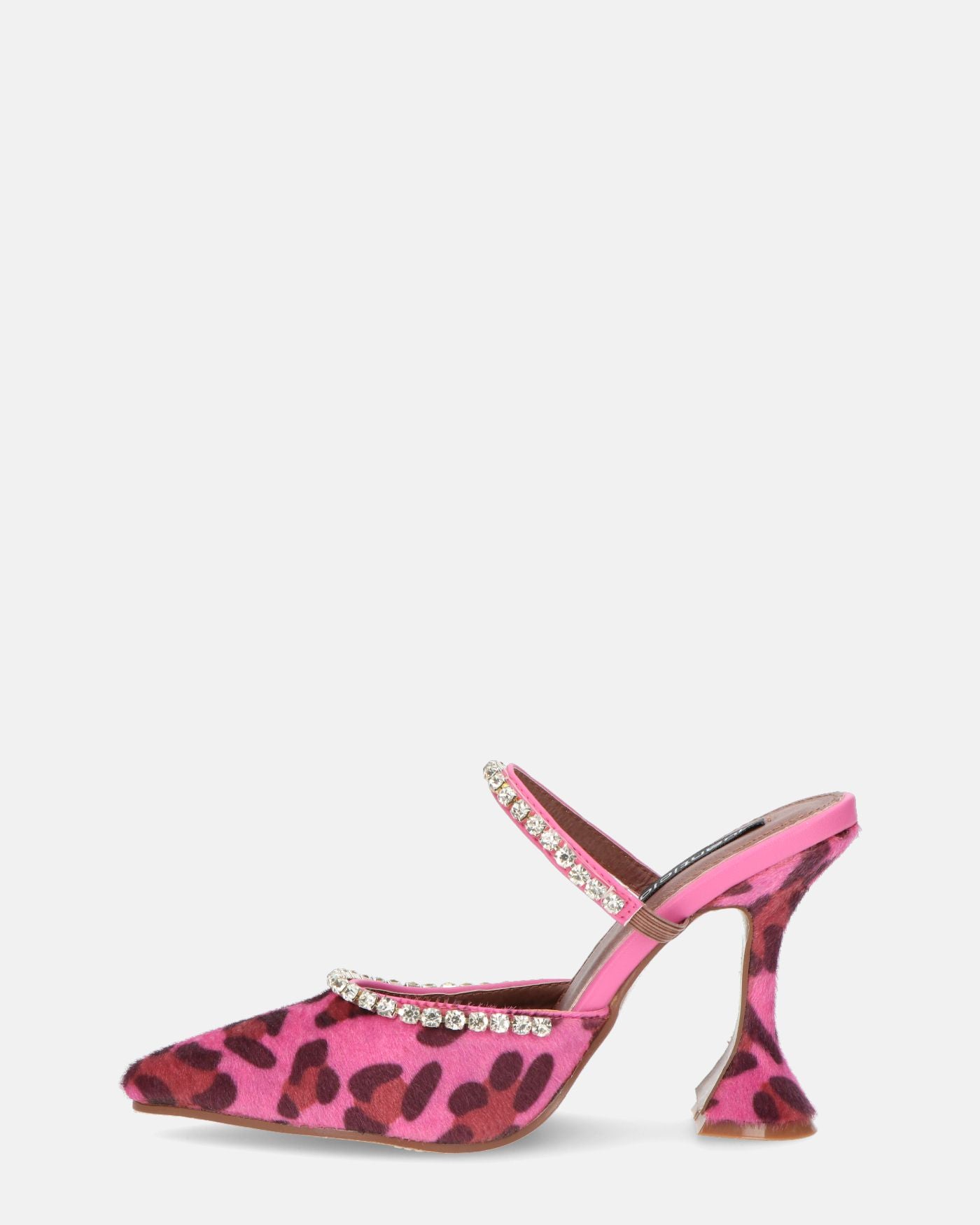 PERAL - zapato de tacón de leopardo rosa con gemas